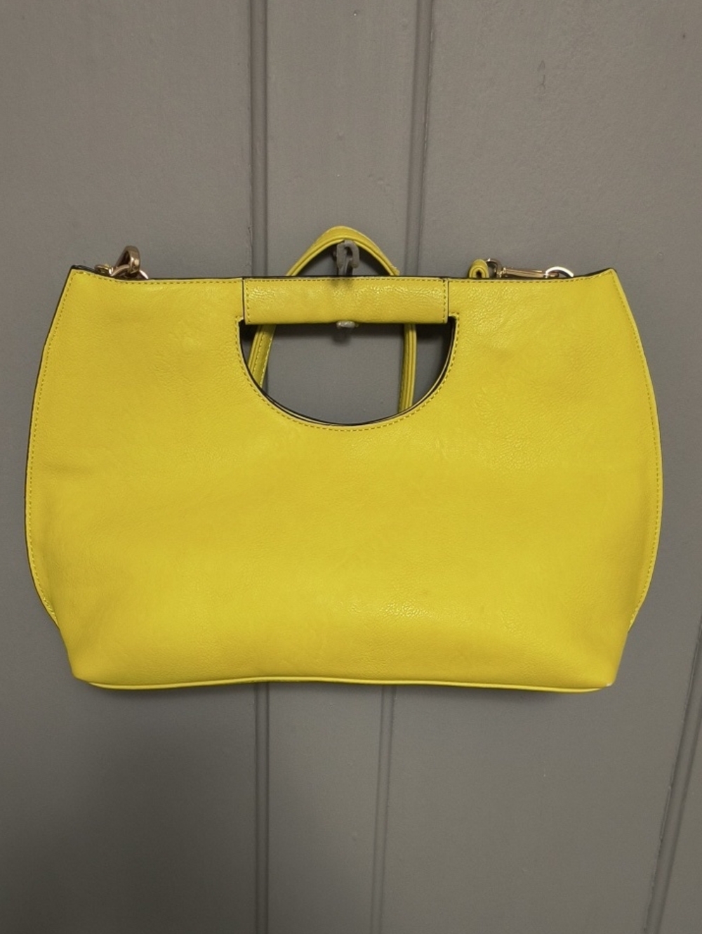 Charming Charlie Yellow Cutout Handle Tote